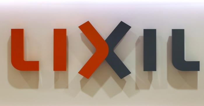 FILE PHOTO: Logo of Lixil Group Corp at the company headquarters in Tokyo