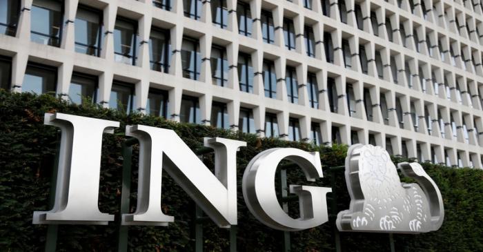FILE PHOTO: Dutch bank ING's logo at the entrance of the group's main office in Brussels