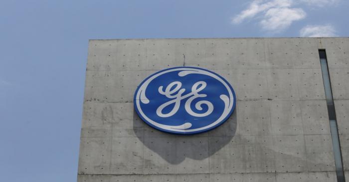 Logo of General Electric Co. is pictured at the Global Operations Center in San Pedro Garza