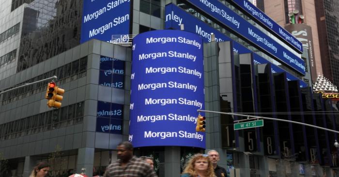 FILE PHOTO: The corporate logo of financial firm Morgan Stanley is pictured on the company's