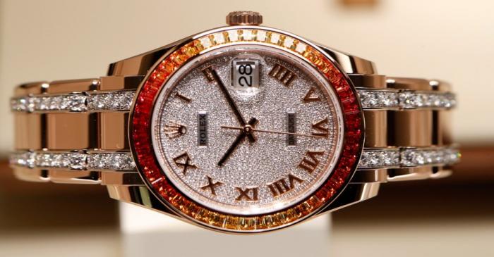 FILE PHOTO:  A Datejust watch of Swiss manufacturer Rolex is displayed at Baselworld fair in
