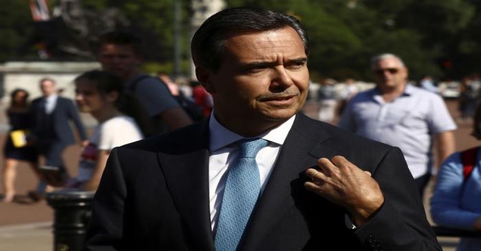 Antonio Horta Osorio, CEO of Lloyds Banking Group, arrives at a garden party at Buckingham