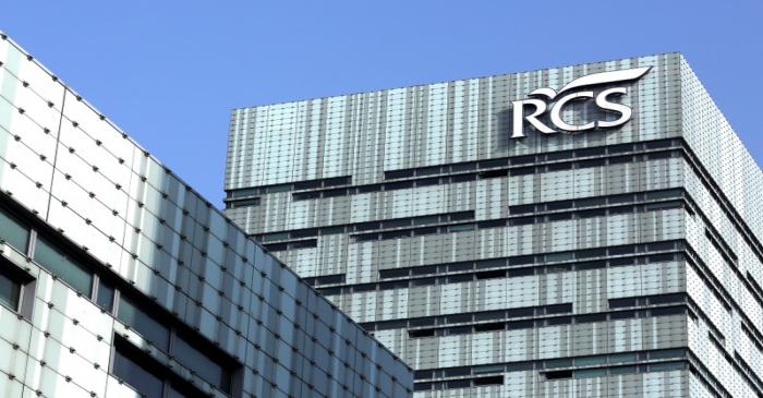 FILE PHOTO: RCS MediaGroup S.p.A. logo is seen on top of the headquter in Milan