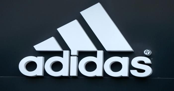 Logo of Adidas logo is seen on ta store in Yerevan