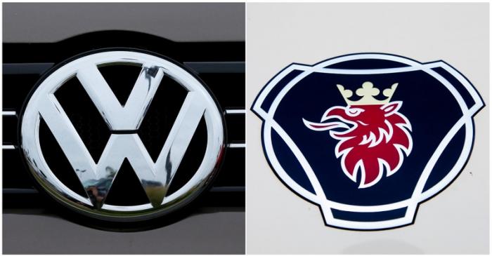 FILE PHOTO: A combination of two file photographs shows the logos of German carmaker Volkswagen