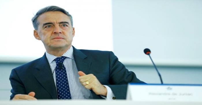FILE PHOTO:  IATA Director General Alexandre de Juniac speaks during the Global Media Day in