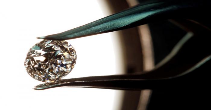 FILE PHOTO: A high-quality diamond is seen in a jewellery shop in Milan