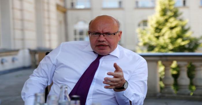 German Economy Minister Peter Altmaier is pictured during an interview with Reuters in his