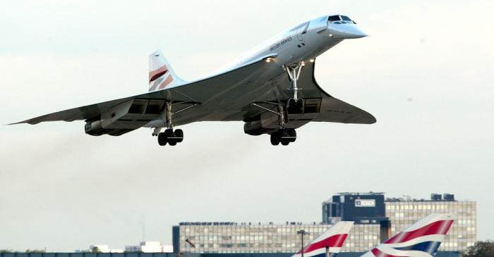 FILE PHOTO: The last British Airways passenger Concorde flight lands at London's Heathrow
