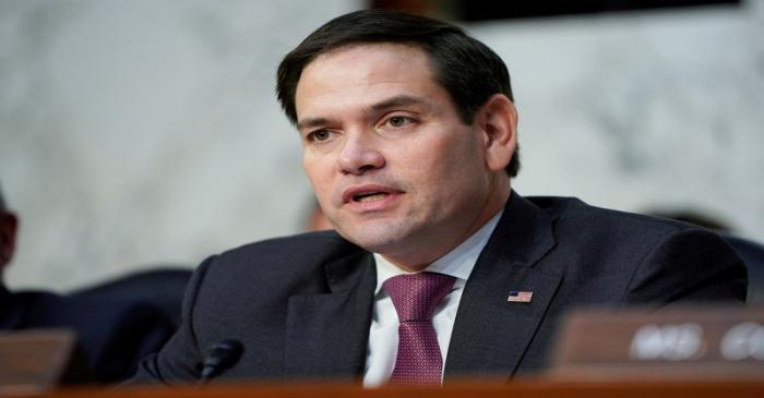 FILE PHOTO: Senator Marco Rubio questions witnesses before the Senate Intelligence Committee