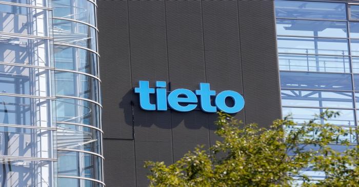 Finnish company Tieto sign is seen at their headquarters in Espoo