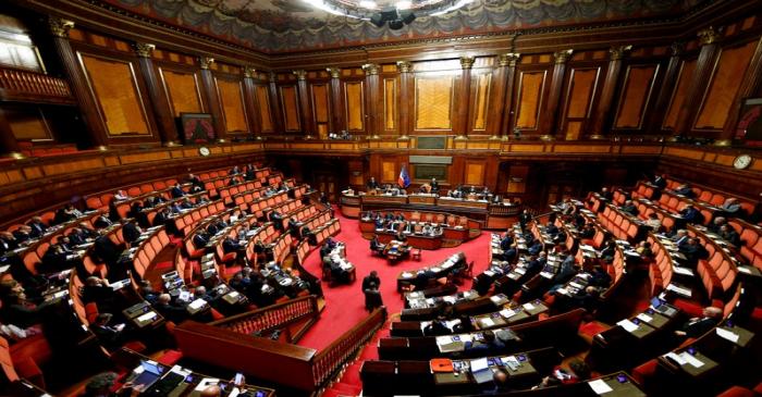 FILE PHOTO: A general view shows the upper house of the Italian parliament, in Rome