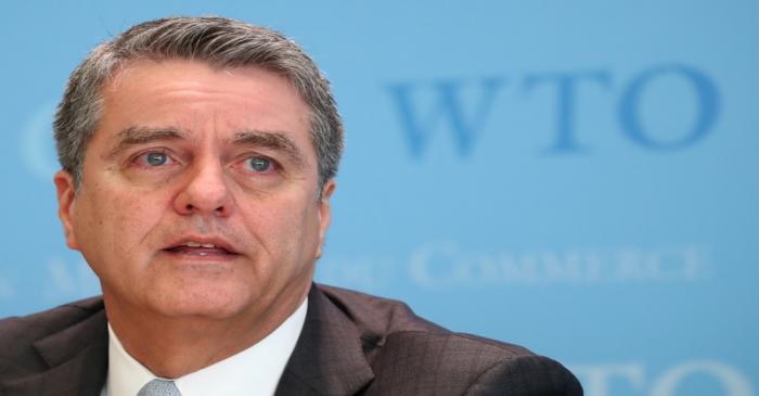 World Trade Organization Director-General Roberto Azevedo attends a news conference at the WTO