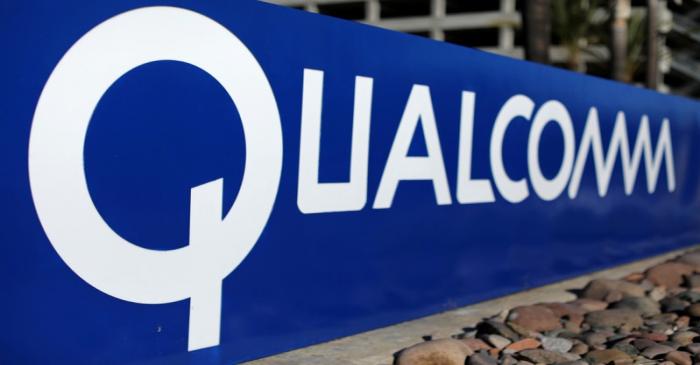 FILE PHOTO: A sign on the Qualcomm campus is seen, as chip maker Broadcom Ltd announced an