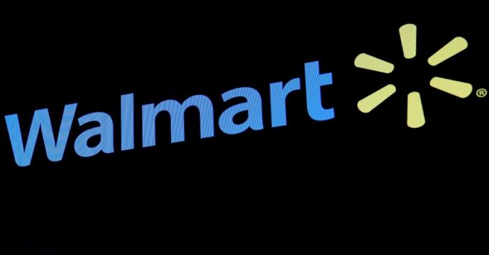 FILE PHOTO: The Walmart logo is displayed on a screen on the floor of the NYSE in New York