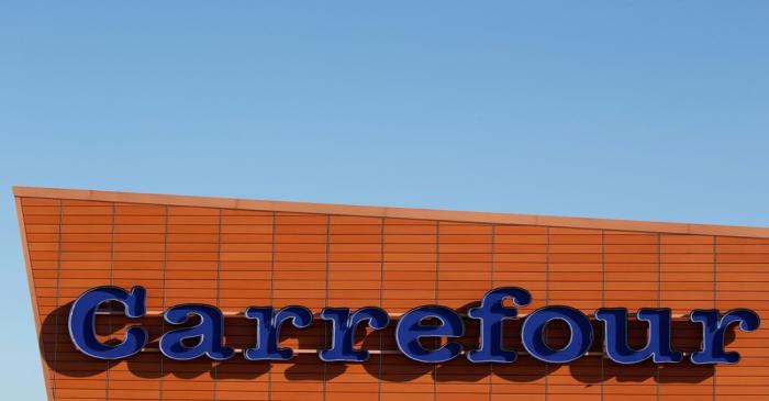FILE PHOTO: A Carrefour logo is seen on a Carrefour Hypermarket store in Toulouse