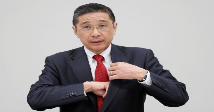 FILE PHOTO: Nissan President and CEO Hiroto Saikawa attends a news conference at its global