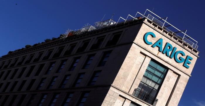 FILE PHOTO: The Carige bank logo is seen in Rome