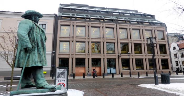 FILE PHOTO: A general view of the Norwegian central bank in Oslo