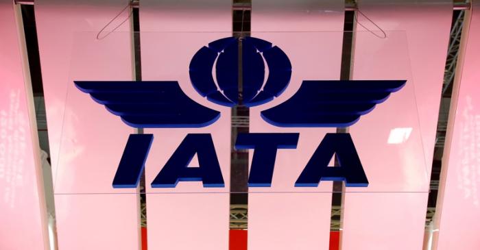 FILE PHOTO: IATA logo is seen at the International Tourism Trade Fair ITB in Berlin