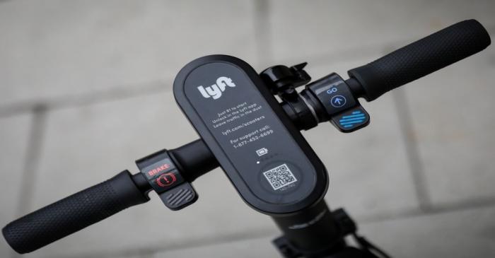 A Lyft Scooter is seen parked in Washington