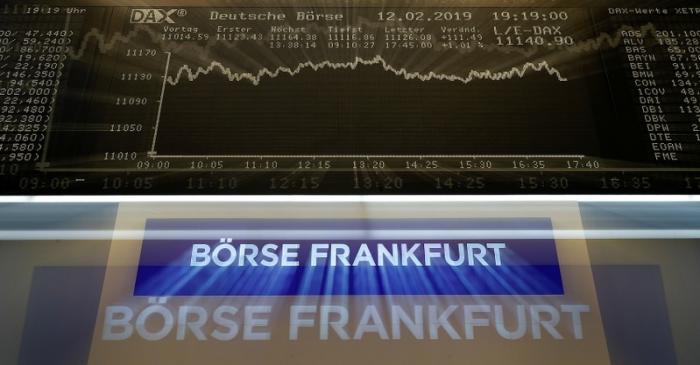 FILE PHOTO: The German share prize index (DAX) board is seen at the end of a trading day at the