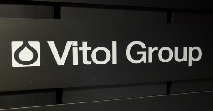 A sign is pictured in front of the Vitol Group trading commodities building in Geneva