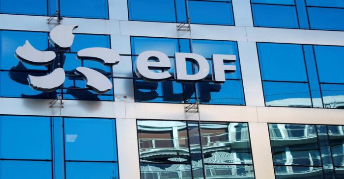 FILE PHOTO: The logo of EDF is seen on the French state-controlled utility EDF's headquarters