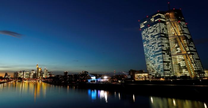 The skyline with its financial district and the headquarters of the European Central Bank (ECB)