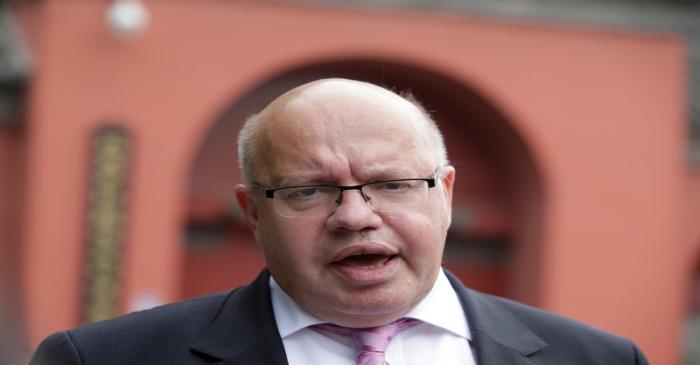 Germany's Economy Minister Peter Altmaier speaks to the media in Beijing