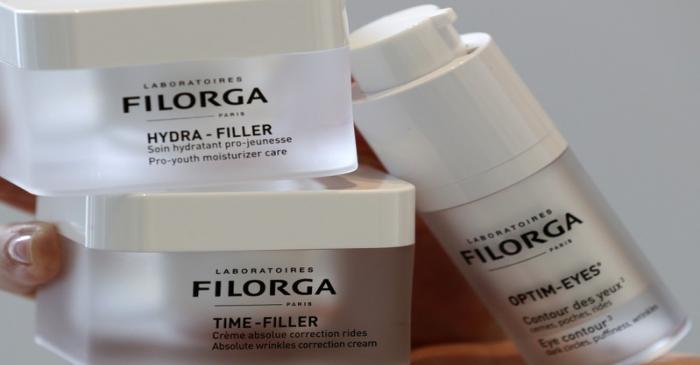 FILE PHOTO - Anti-ageing cosmetics by French Laboratoires Filorga are displayed at the