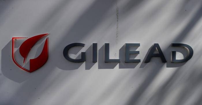 A Gilead Sciences, Inc. logo is seen outside the company headquarters in Foster City,