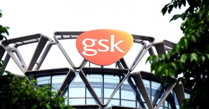 FILE PHOTO: The GSK logo is seen on top of GSK Asia House in Singapore