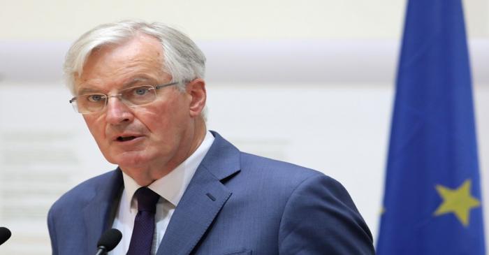 EU chief Brexit negotiator Michel Barnier speaks during a news conference at the Ministry of