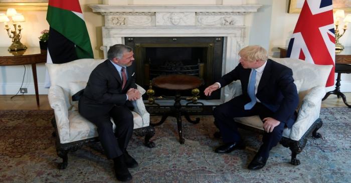 Britain's Prime Minister Boris Johnson meets with King Abdullah II of Jordan in London