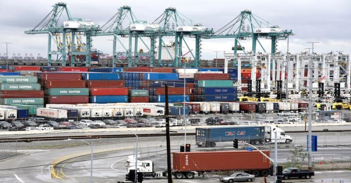 Containers are seen at the port in San Pedro, California