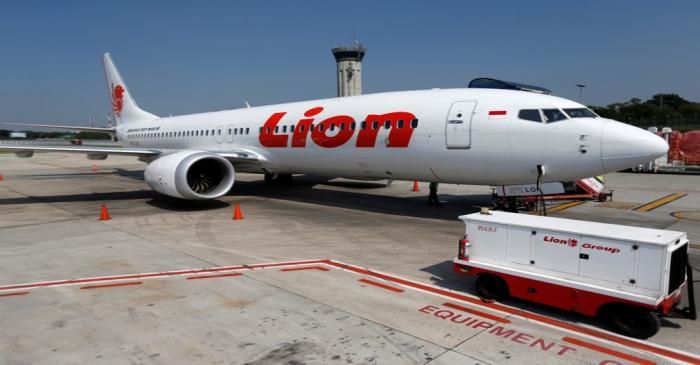 Lion Air's Boeing 737 Max 8 airplane is parked on the tarmac of Soekarno Hatta International