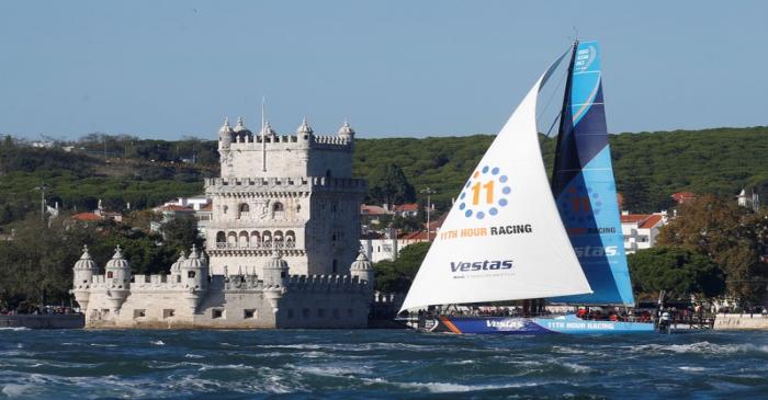 Volvo Ocean Team Vestas 11th Hour Racing sails during the departure for the second leg in