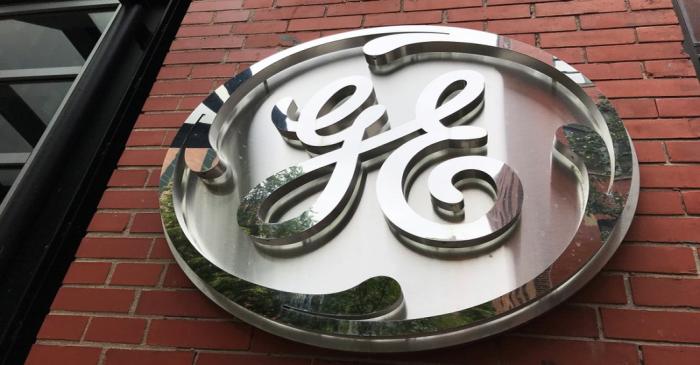 The General Electric Co. logo is seen on the company's corporate headquarters building in