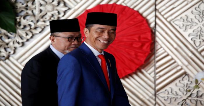 Indonesia President Joko Widodo arrives before delivering a speech ahead of Independence Day,