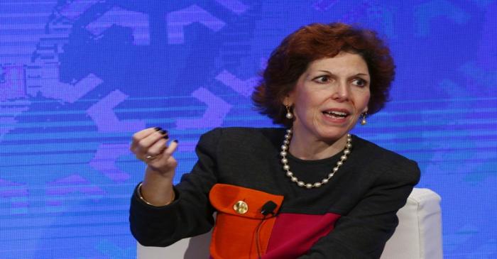 FILE PHOTO: Cleveland Fed President Loretta Mester takes part in a panel convened to speak