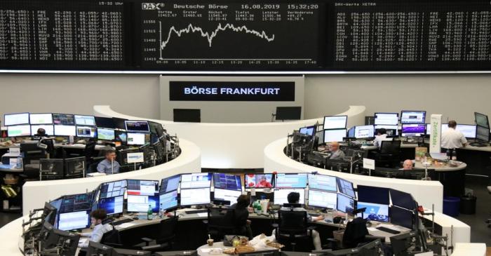 FILE PHOTO:  The German share price index DAX graph at the stock exchange in Frankfurt