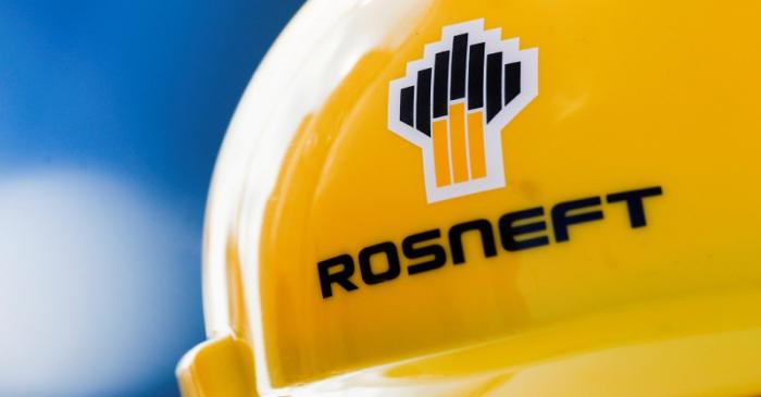 The Rosneft logo on a safety helmet in Vung Tau, Vietnam