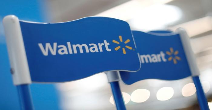 FILE PHOTO: Walmart signs are displayed inside a Walmart store in Mexico City.