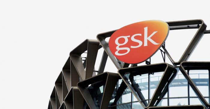 FILE PHOTO: The GSK logo is seen on top of GSK Asia House in Singapore