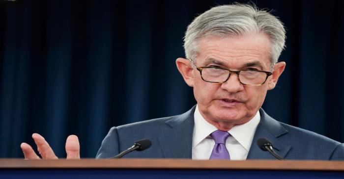 FILE PHOTO: Federal Reserve Chair Jerome Powell holds a news conference in Washington