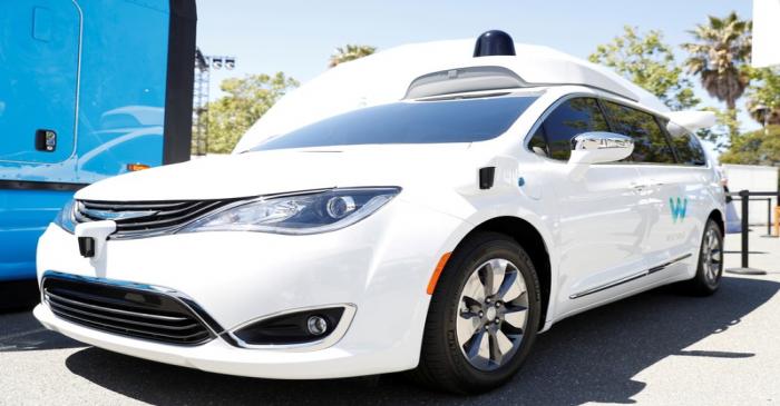 FILE PHOTO: A Waymo self-driving car is seen during the annual Google I/O developers conference