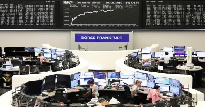 The German share price index DAX graph at the stock exchange in Frankfurt