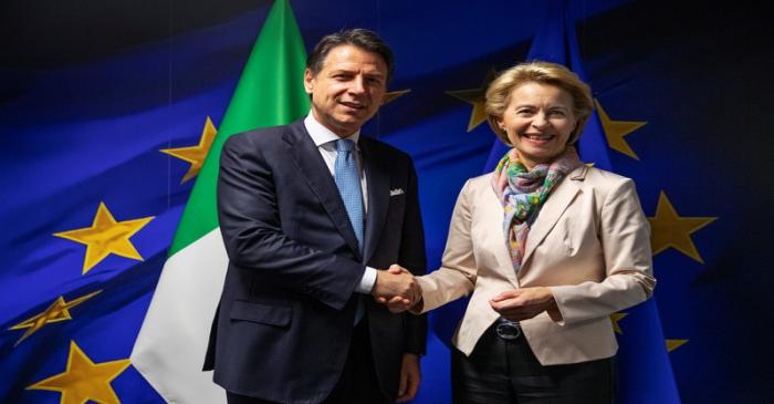 European Commission's president-designate Ursula von der Leyen welcomes Italian Prime Minister