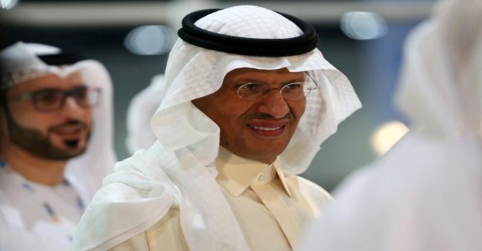 Saudi Arabia's new Energy Minister, Prince Abdulaziz bin Salman takes a tour at an exhibition